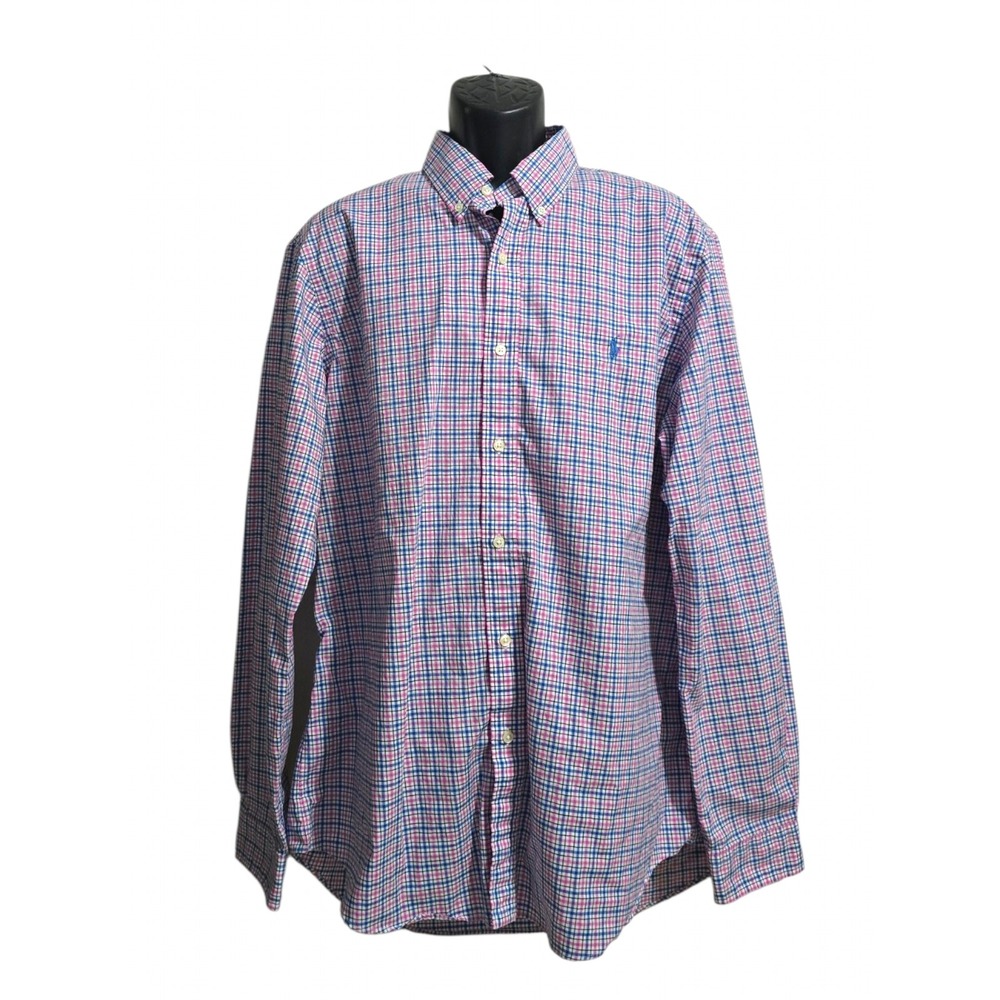 Ralph Lauren Check Plaid Cotton Stretch Long Sleeve Casual Button Down Sz XL